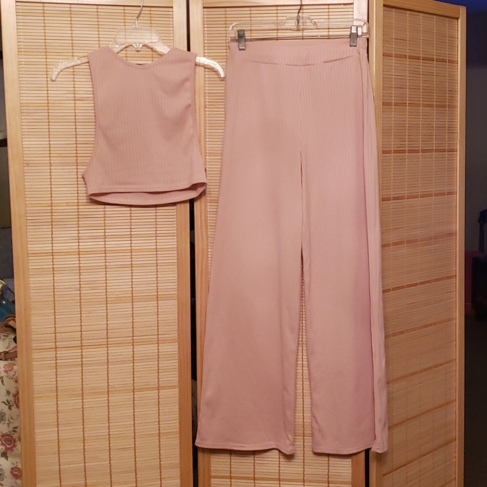 2 piece ribbed lounge set
